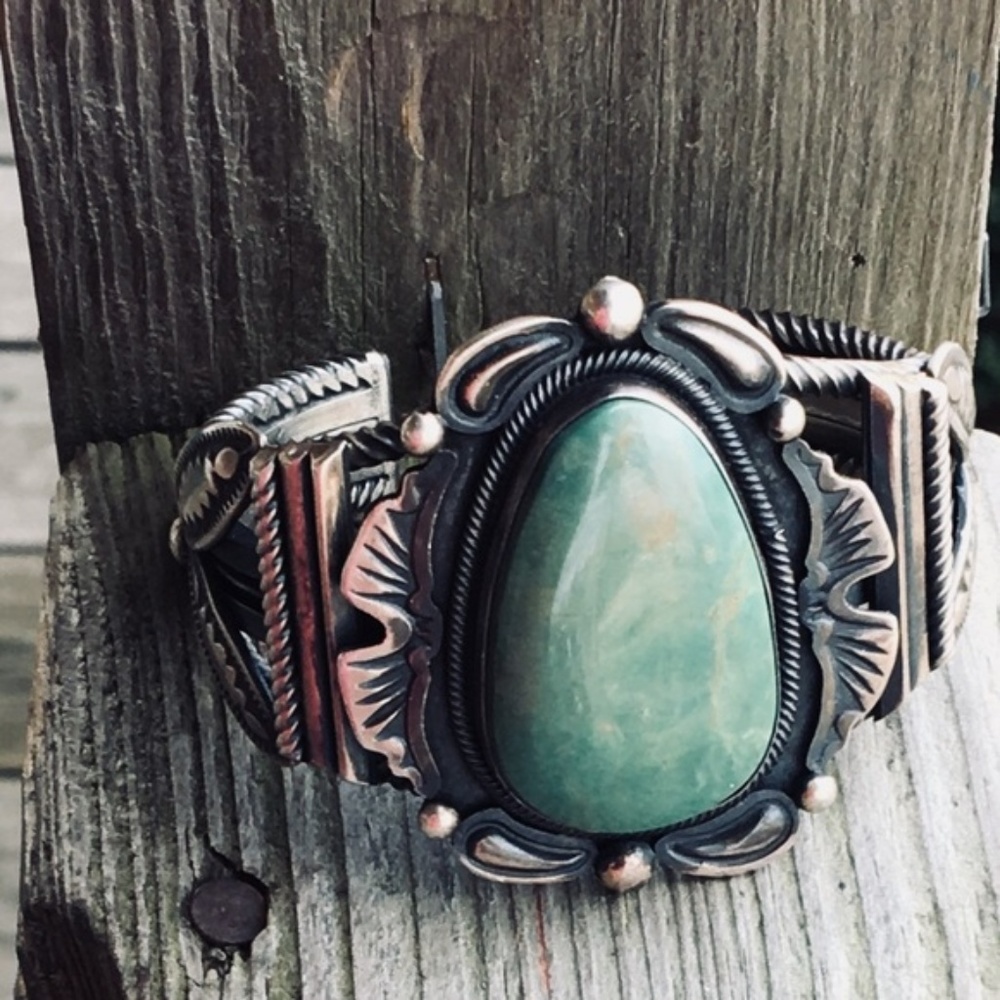Gilbert Tom Navajo Turquoise & Silver Cuff